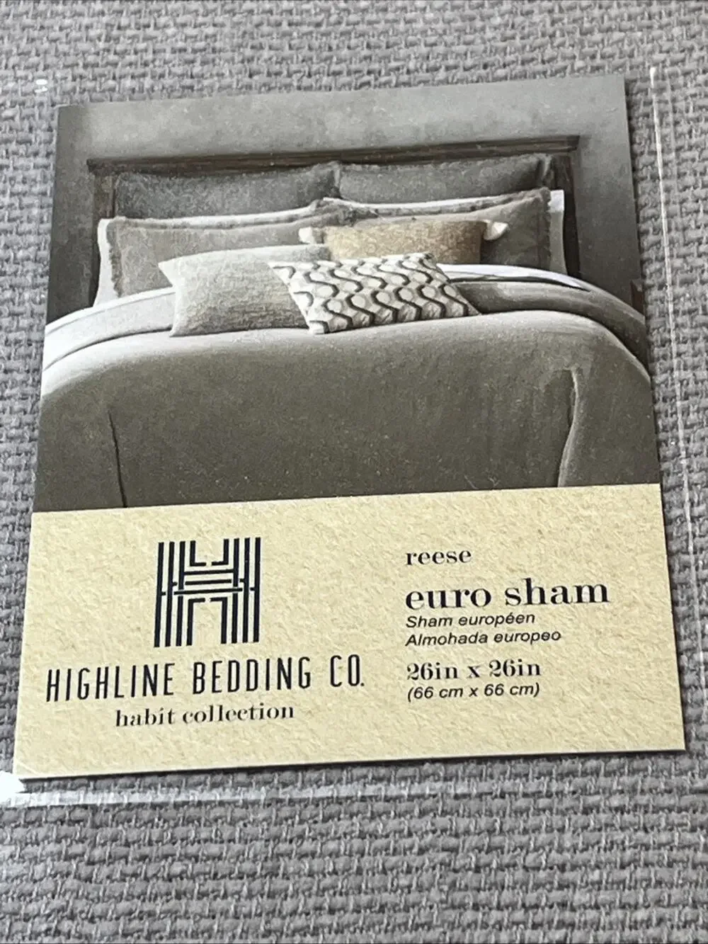 2 Pack Highline Bedding Co Habit Collection Reese Euro Sham 26in x 26in Gray NEW